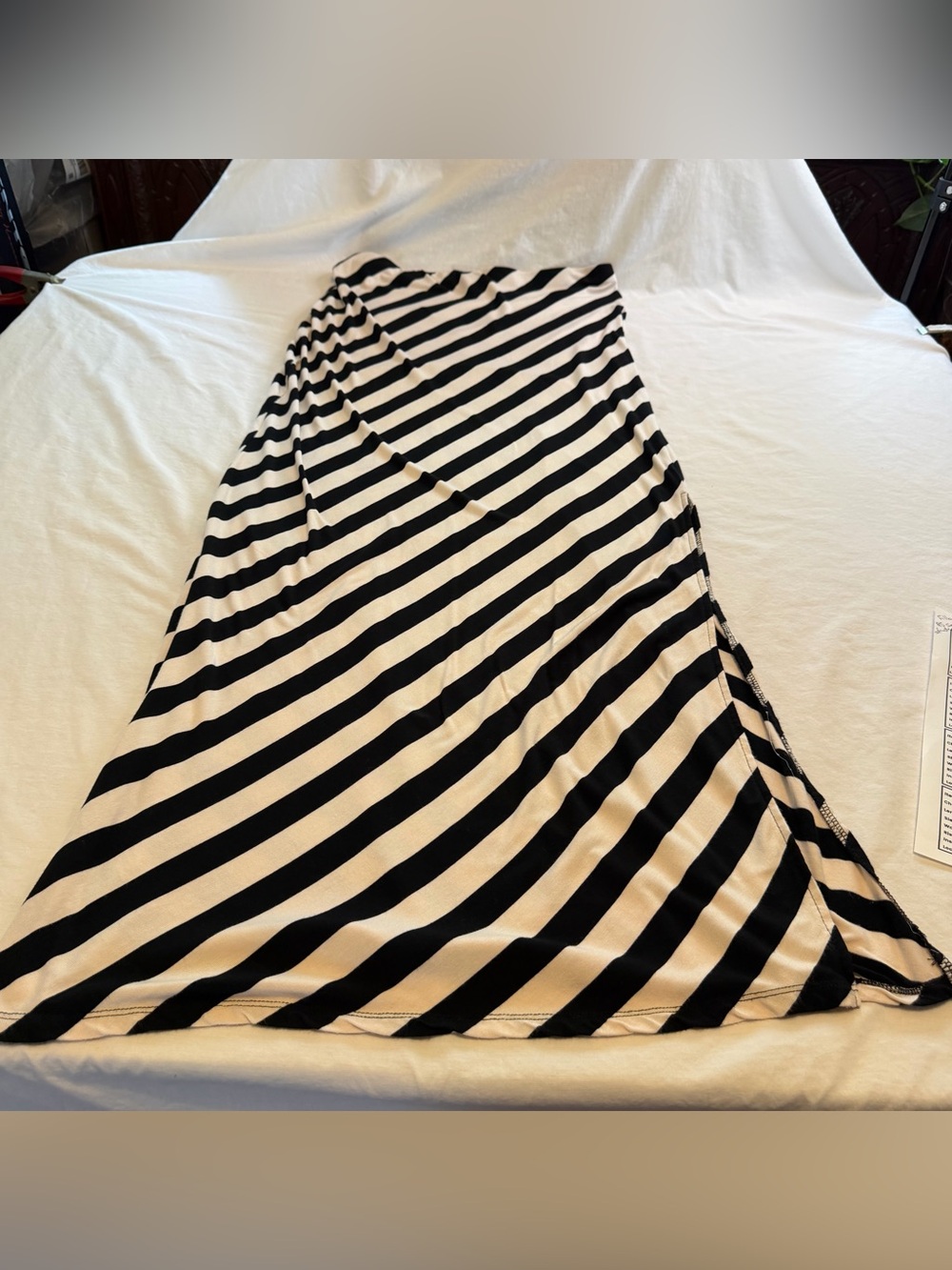 Missimo Black and White Diagonal Stripe Maxi Skirt Size L